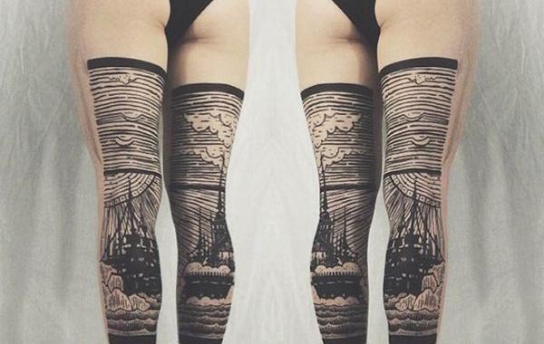 Thieves of Tower, татуировки гравюры, тату гравюры, монохромные тату