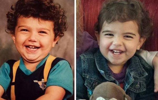 сравнительные фотографии родителей и детей, дети похожие на родителей, яблоко от яблони