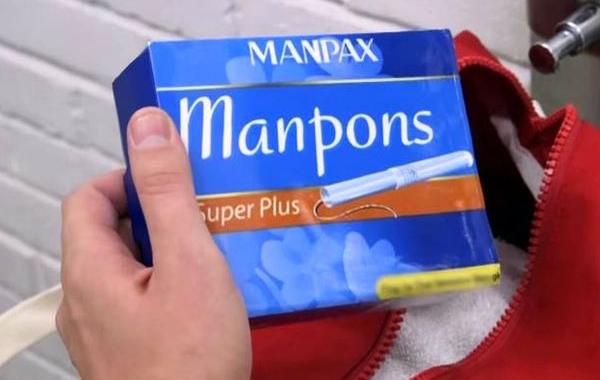 реклама тампонов для мужчин, manpons, manpax, если бы у мужчин были месячные