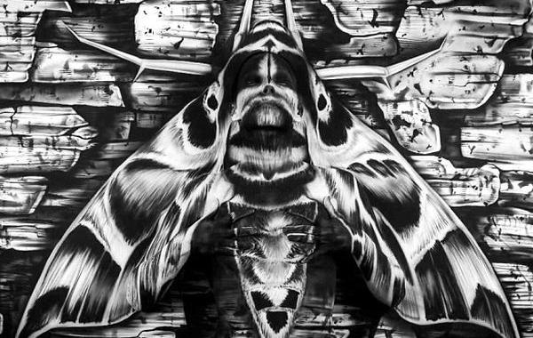 Женщина в картине мотылька, боди-арт Пол Рустан Paul Roustan