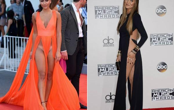 платья с высоким разрезом, голые платья, откровенные платья звёзд 