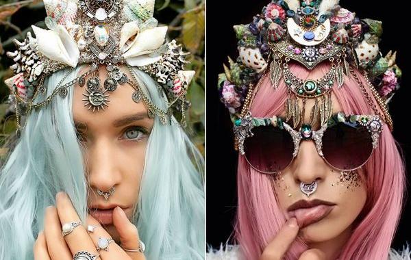 Девушка создаёт короны для русалок с настоящими раковинами, короны из ракушек