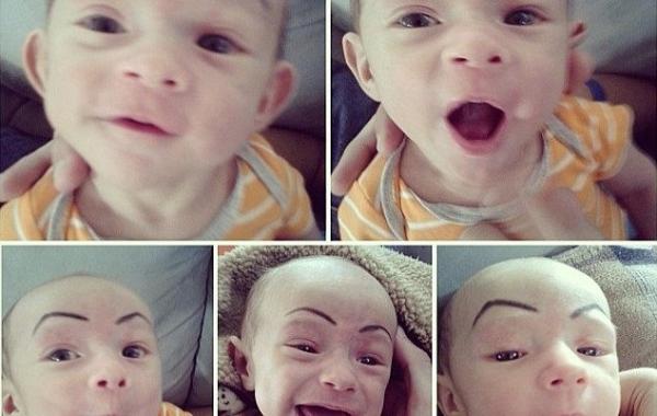 Дети с нарисованными бровями, дети брови, новый хит интернета