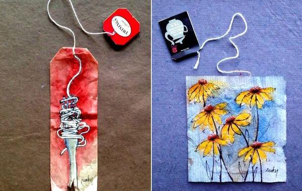 363 дня чая, художник разукрасил чайные пакетики, Руби Сильвио