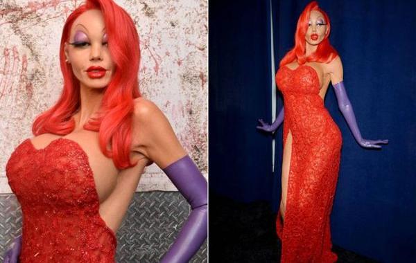 Хайди Клум в костюме Джессики Рэббит, Хайди Клум Джесика Рэббит, костюмы Хайди Клум на Хэллоуин