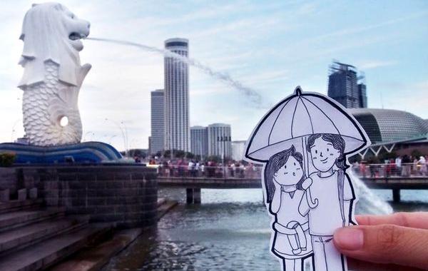 вместо селфи пара делает зарисовки, зарисовки путешествий, абан и нэн