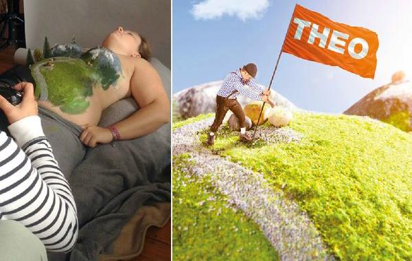 муж разукрасил живот беременной жены