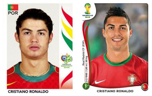 Знаменитые футболисты Кубка мира по футболу в стиле"тогда и сейчас"