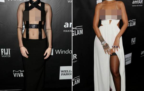 amFar майли сайрус рианна, сверхоткровенные наряды звёзд