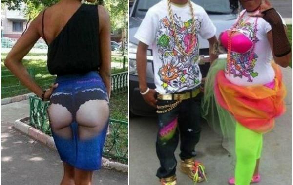 горе-модники, чудаки на улицах города, нелепые наряды