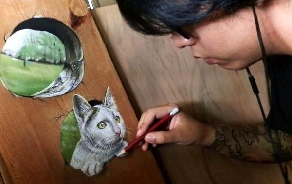 художник Иван Ху, Ivan Hoo, картины на дереве, гипперреализм на дереве