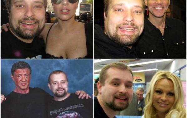 селфи со знаменитостями, парень делает фотографии со знаменитостями