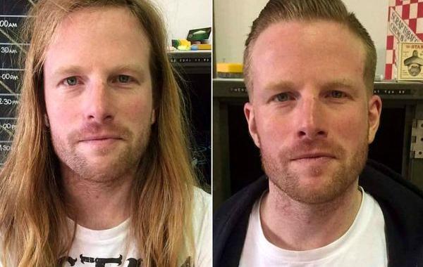 парни состригли длинные волосы, мужчины до и после стрижки, мужчины преобразившиеся после стрижки 