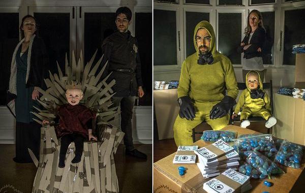 сын и родители воссоздают сцены из фильмов при помощи коробок, Лилли и Леон Мэки