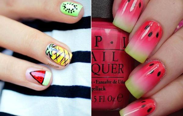 Фруктовый маникюр, идеи для летнего маникюра, арбузы в маникюре