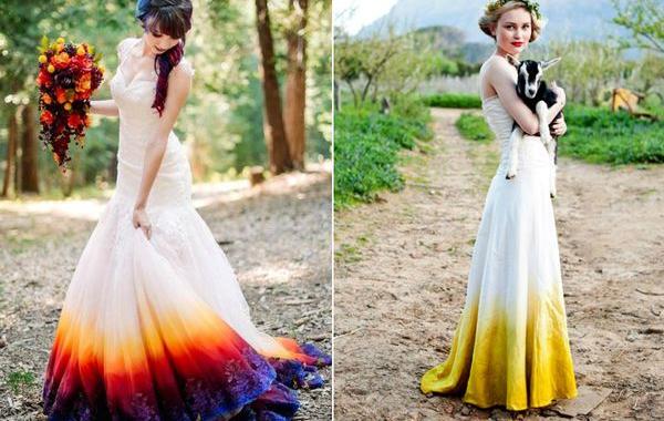 Тренд на градиентные свадебные платья, свадебные платья омбре, градиентные платья