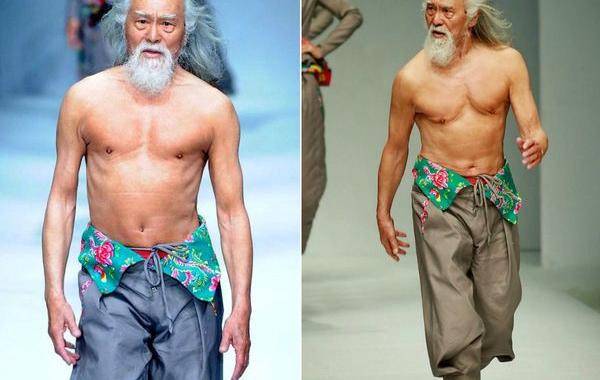 80-летний дедушка модель, модель Ванг Дешун, Wang Deshun