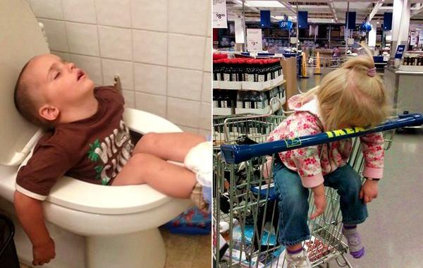 дети уснувшие в неподходящих местах, дети умеют спать где угодно