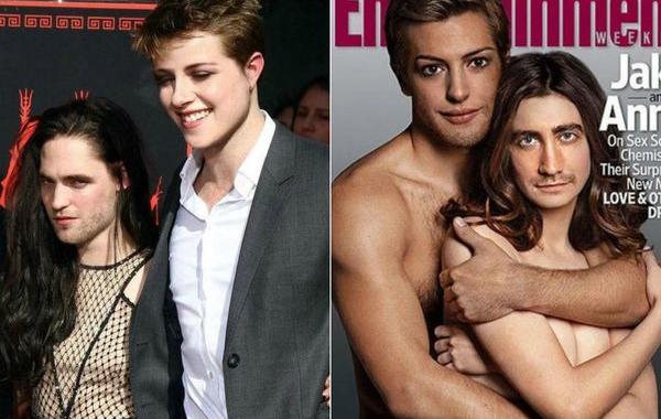 обмен лицами между знаменитостями, знаменитости обменялись лицами, поменять лица знаменитостей