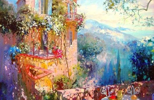 Лоран Парселье Laurent Parcelier акварель лучистые картины солнце